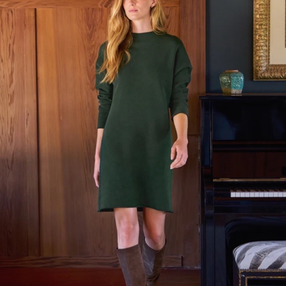 🆕Frank & Eileen Women's Izzie Sweatshirt Triple Fleece Dress Green Long Sleeve M